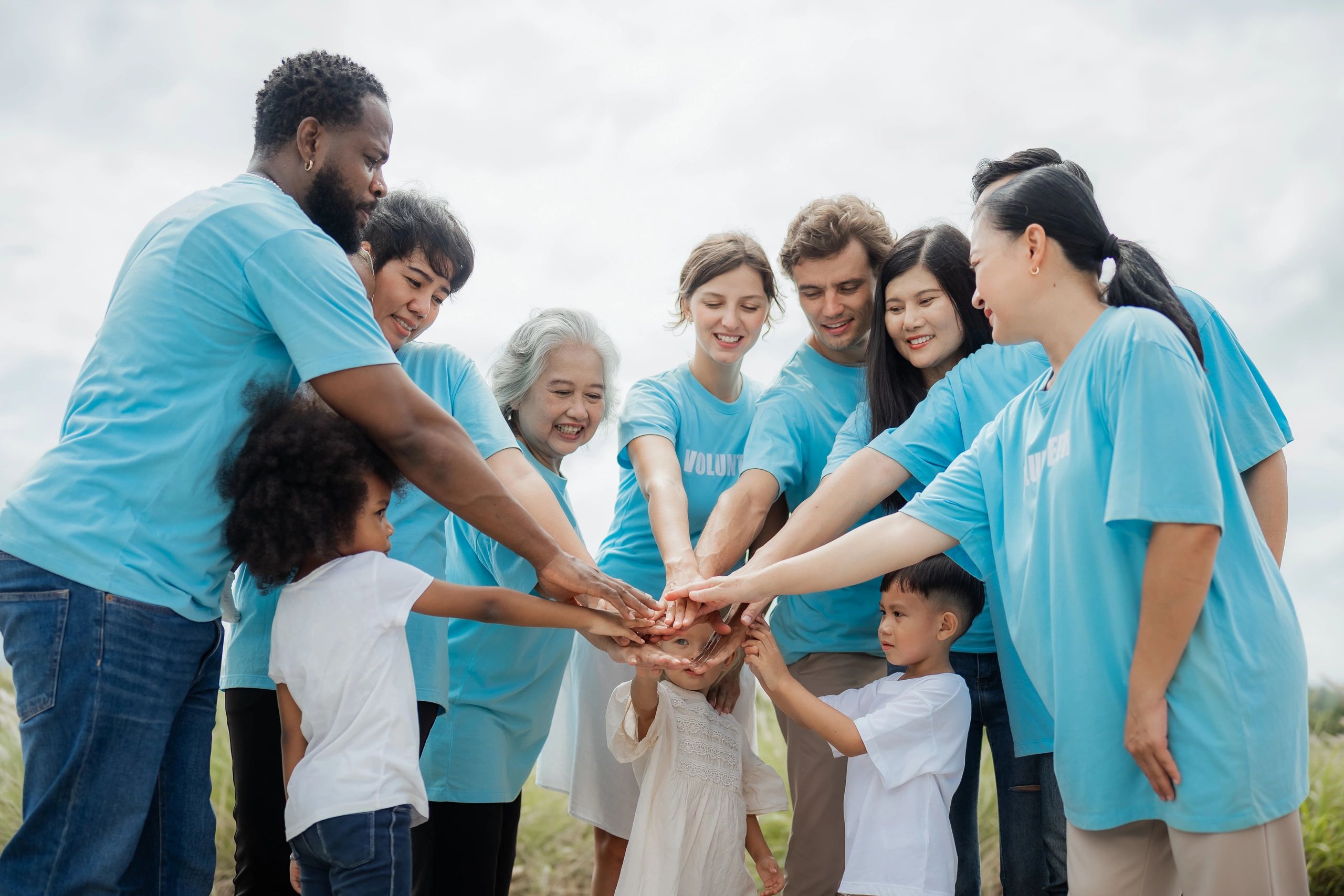Charity run participants gathering resources